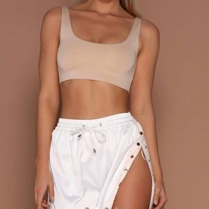 MESHKI tan cropped top in size small